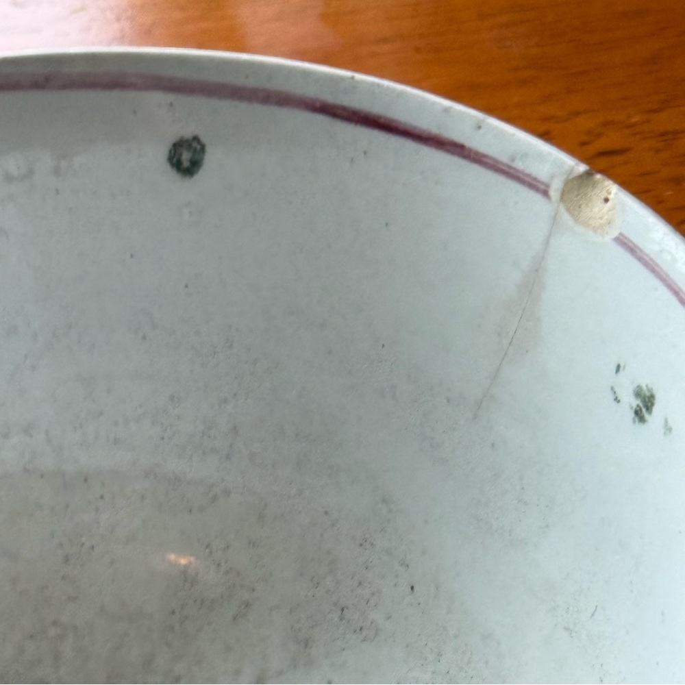 Beautiful Antique Hand Painted Floral Spongeware Bowl Made In England Late 1800s - Picture 10 of 14